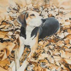 Hound Painting, Coonhound Painting, Treeing Walker Coonhound, Hound Dog Print, Dog Portrait, Hound Gift, Hound Wall Art, Dog Oil Painting image 1