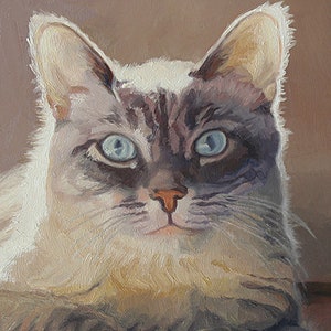 Siamese Cat, Cat Painting Print, Cat Oil Painting, Cat Art Print, Cat Wall Art, Siamese Tabby Cat, Siamese Cat Wall Art, Cat Lover Painting