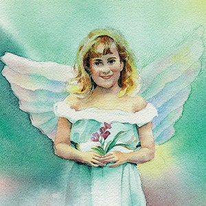 Angel Painting Print, Angel Watercolor, Angel Art Print, Angel Girl Art,  Angel Art Gift, Christian Art, Angel Wall Art, Nursery Angel