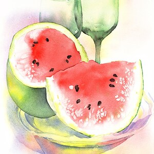 Watermelon Painting, Watermelon Watercolor, Watermelon Print, Fruit Painting, Watermelon Kitchen Wall Art, Fruit Art Decor, Fruit Watercolor