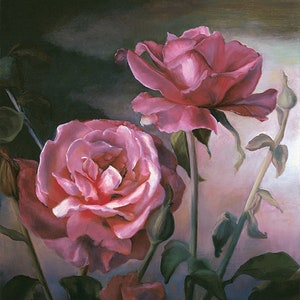 Rose Painting Print, Rose Flower Print, Rose Oil Painting, Flower Painting of Roses, Rose Garden, Pink Flower Art, Rose Lover, Rose Picture