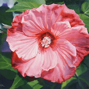 Hibiscus Flower Painting, Hibiscous Print, Hibiscus Art Print, Pink Flower Painting, Hibiscus Wall Decor, Hibiscus Wall Art, Pink Botanical