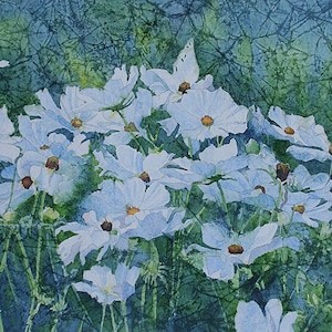Peinture originale à l'aquarelle de fleur, peinture originale de cosmos, fleur de cosmos, art mural de fleur de cosmos, art mural de fleur, peinture de fleur blanche