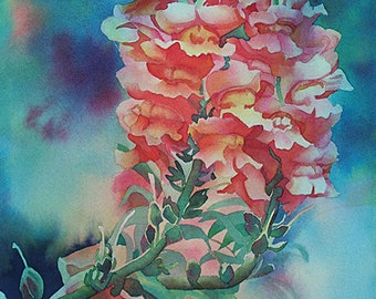 【絵画】ボタニカルアート　「キンギョソウ」原画 ボタニカルアート パフィオ サクハクリ 植物画 絵画 Zinnia 通販