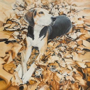 Hound Painting, Coonhound Painting, Treeing Walker Coonhound, Hound Dog Print, Dog Portrait, Hound Gift, Hound Wall Art, Dog Oil Painting image 2