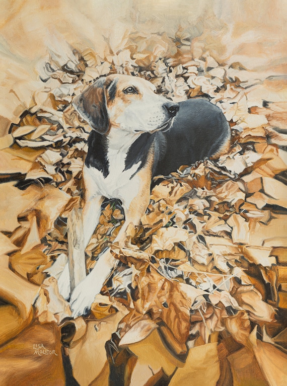 Hound Painting, Coonhound Painting, Treeing Walker Coonhound