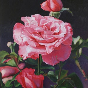 Rose Painting Print, Rose Flower Print, Rose Oil Painting, Flower Painting of Roses, Rose Garden, Pink Flower Art, Rose Lover, Rose Picture