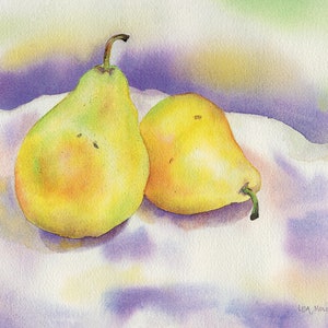 Pear Painting, Pear Watercolor, Pear Print, Fruit Painting, Pear Kitchen Wall Art, Fruit Wall Decor, Fruit Painting, Fruit Kitchen Art