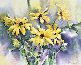 Black-Eyed Susan, Black-Eyed Susan Painting, Blackeyed Susan Art Print, Black-Eyed Susan Wall Art, Yellow Flower Painting, Floral Watercolor