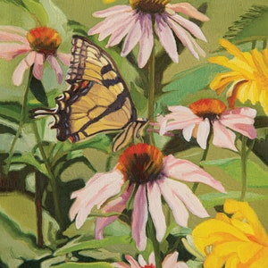 Butterfly Painting, Butterfly Print, Flower Butterfly Painting, Butterfly Art Print, Tiger Swallowtail Butterfly Painting, Insect Painting