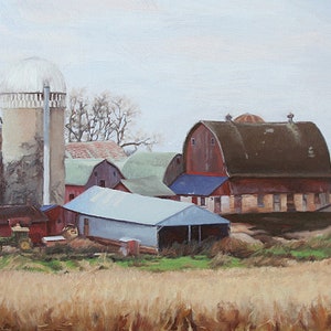 Farm Painting, Barn Painting, Farm Art Print, Barn Art Print, Red Barn, Traditional Family Farm, Barn Landscape, Farm Wall Art
