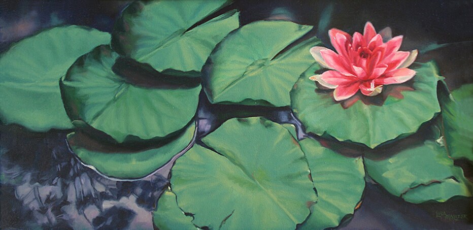 スイレンの葉の絵画、蓮の花の絵画、スイレンの葉のアート、蓮の花の 