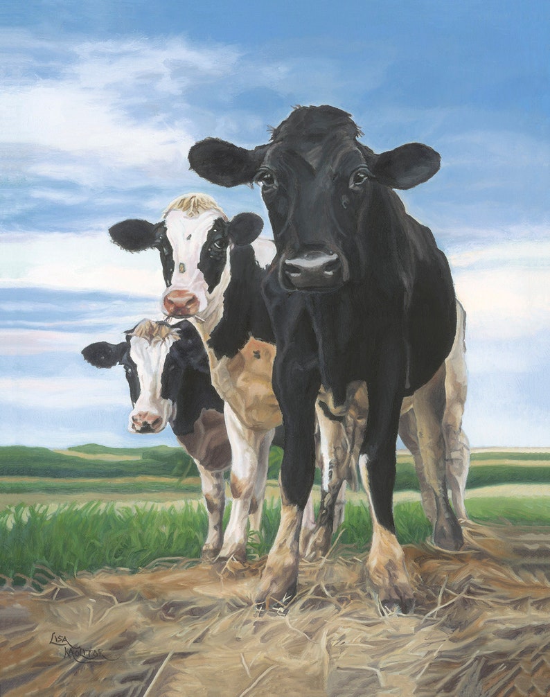 Cow Wall Art Cow Painting Holstein Cows Farm Animal Art Cow Canvas Art Ready to Hang Canvas Cow Art Print Canvas Wrapped Print