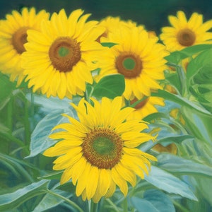 Sunflower Oil Painting, Original Sunflower Painting, Wrapped Canvas Sunflower, Sunflower Wall Art, Yellow Flower Painting, Yellow Botanical