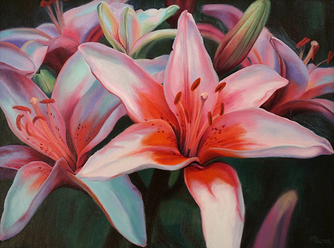 Lily Painting Lily Oil Painting Lily Art Print Flower Etsy