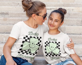Lucky Mini Checkerboard Shamrock St Patricks Day svg, png and dxf clipart cut file Cricut/Sublimation/Silhouette St Patty's Day Mom and Mini