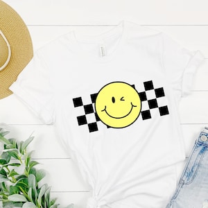 Checkerboard Winking Smiley svg, png, and dxf cut sublimation cricut clipart files checkered smiley face