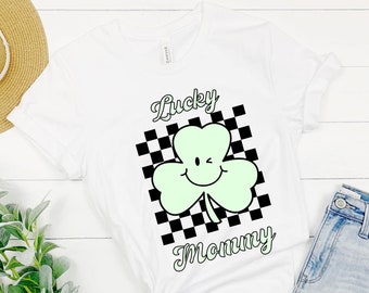 Lucky Mommy Checkerboard Shamrock St Patricks Day svg, png and dxf clipart layered cut file Cricut/Sublimation/Silhouette St Patty's Day