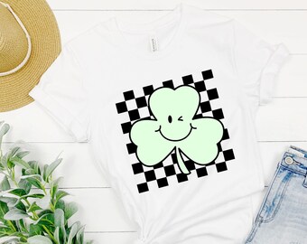 Checkerboard Shamrock St Patricks Day svg, png and dxf clipart layered cut file Cricut/Sublimation/Silhouette NEW St Patty's Day Teen