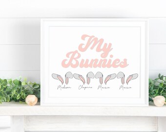 My Bunnies Graphic svg, png and dxf clipart Cricut/Sublimation/Silhouette/Signs Easter Kids Names Sign- Customize with your own names