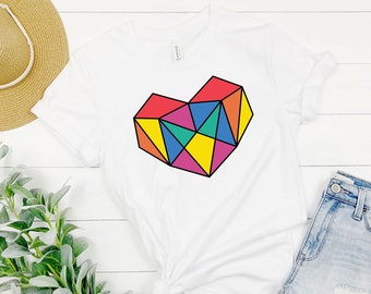 Geometric Heart .svg, .png, and .dxf cut and/or clipart files sublimation DTF transfer file Colorful Geo Heart