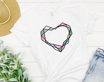 Pastel Geometric Heart .svg, .png, and .dxf cut and/or clipart files sublimation DTF transfer file Colorful Geo Heart