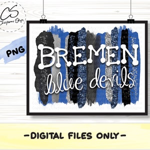 Bremen Georgia Blue Devil equipo de ventilador .png sublimación de imágenes prediseñadas archivo de transferencia de impresora DTF