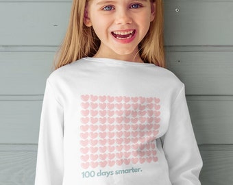100 Days Smarter Hearts svg, png, and dxf cut sublimation cricut clipart files 100 days of school girl student