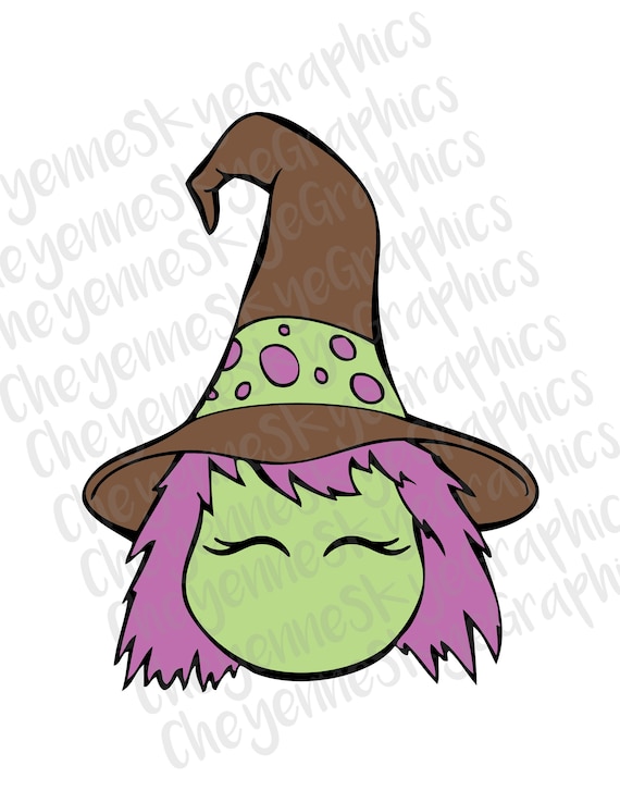 Simple Halloween Witch Kawaii Cartoon Drawing PNG & SVG Design For T-Shirts