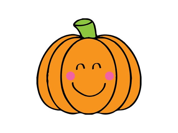 Cute Happy Pumpkin .svg .png and .dxf cut and/or clipart | Etsy