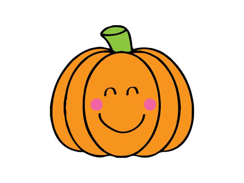 Cute Happy Pumpkin .svg .png and .dxf cut and/or clipart image 1