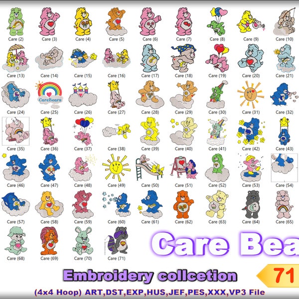 Care Bear Machine Embroidery designs,71 Care Bear designs,Funshine,Teddy Bear Embroidery,Birthday Bear,Cheer Bear,Grumpy,Instant Download