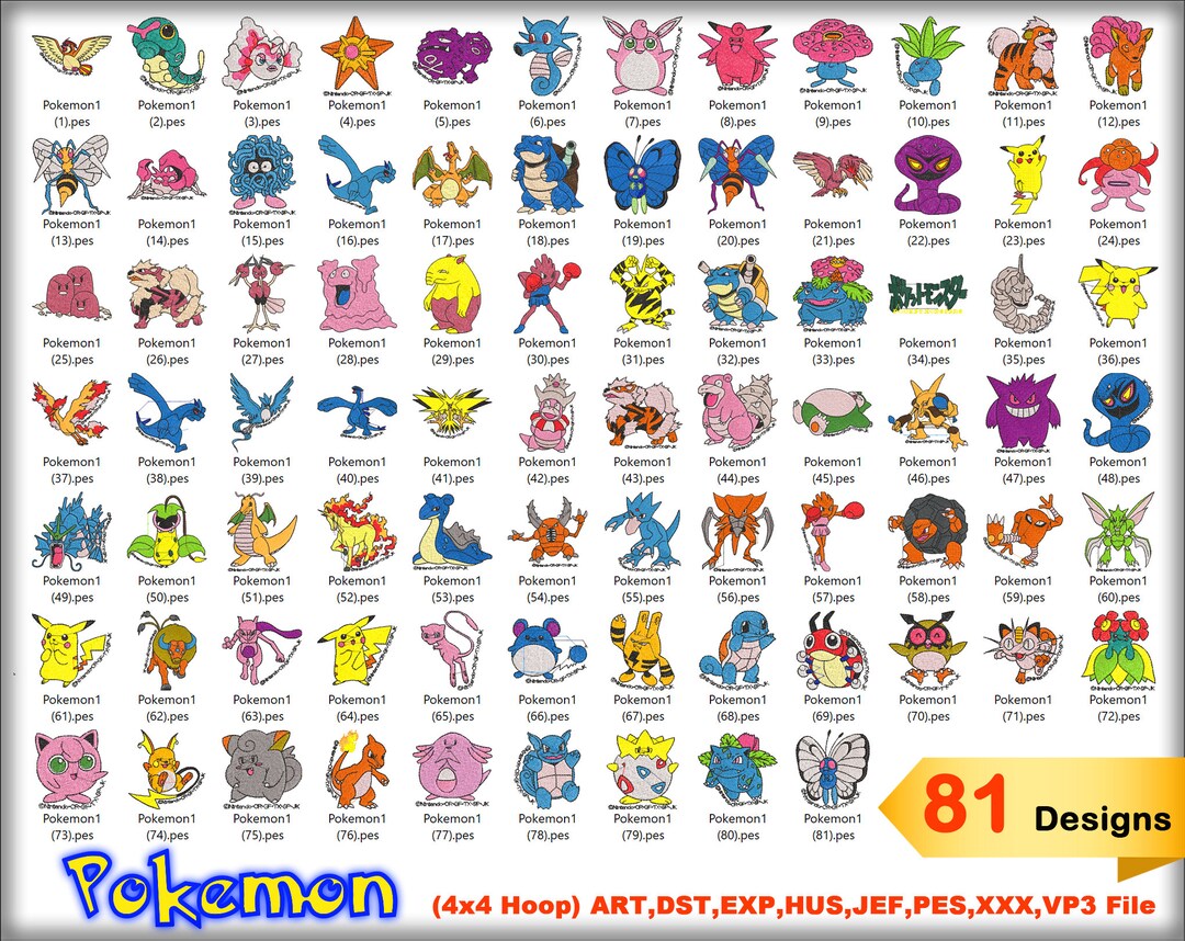 Pokémon Machine Embroidery Designs, Pokemon Embroidery, Pikachu Pattern ...