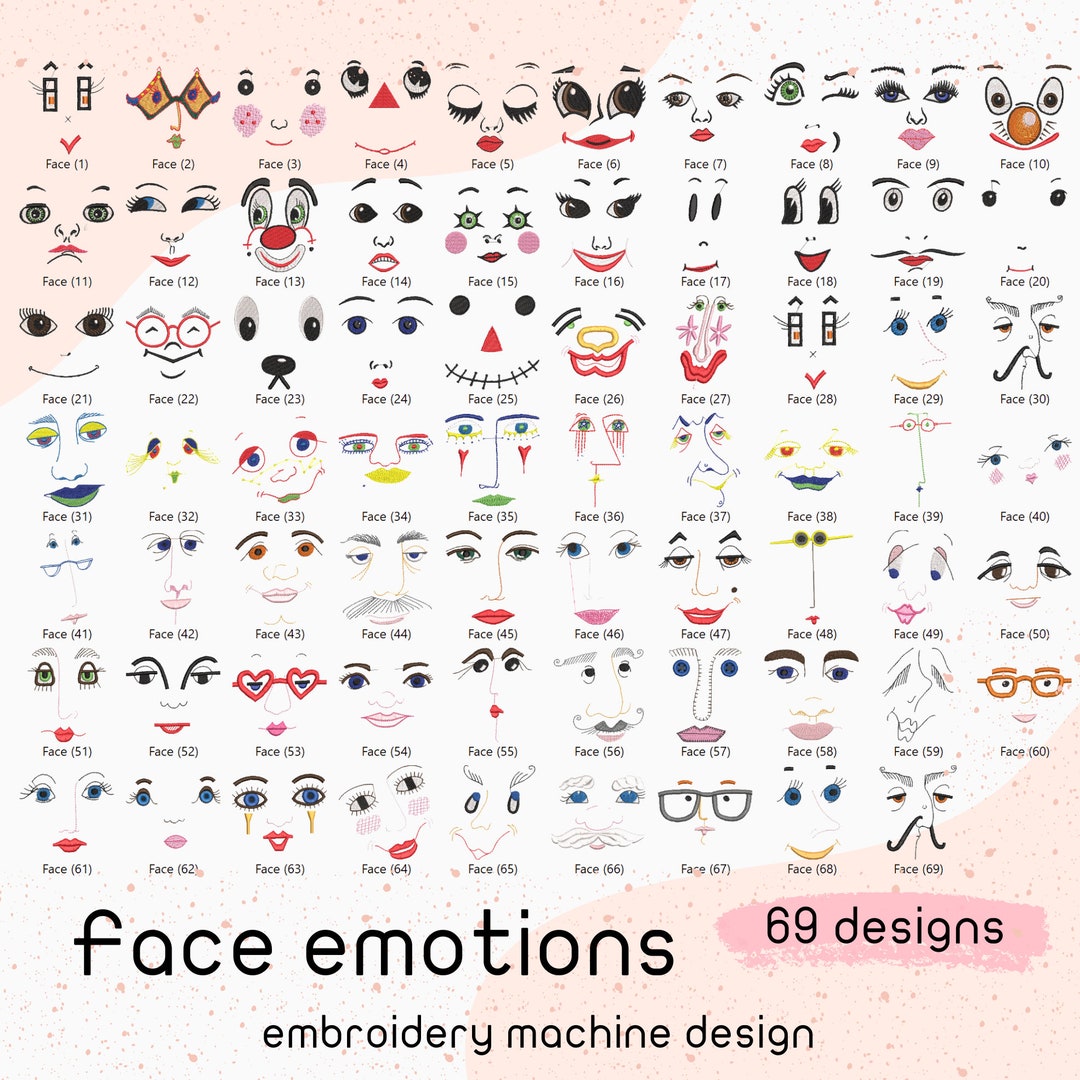 Emotions Faces Machine Embroidery Designs,angry Face Embroidery,emoji ...