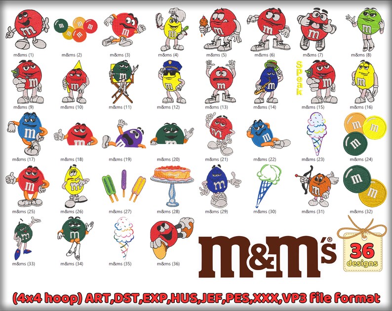 M and MS Machine Embroidery Designs,mm&ms Embroidery,m and Ms Clipart