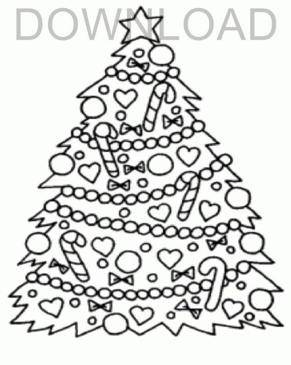 printable 8 x 10 decorated christmas tree coloring page/instant  download/digital file/plus bonus