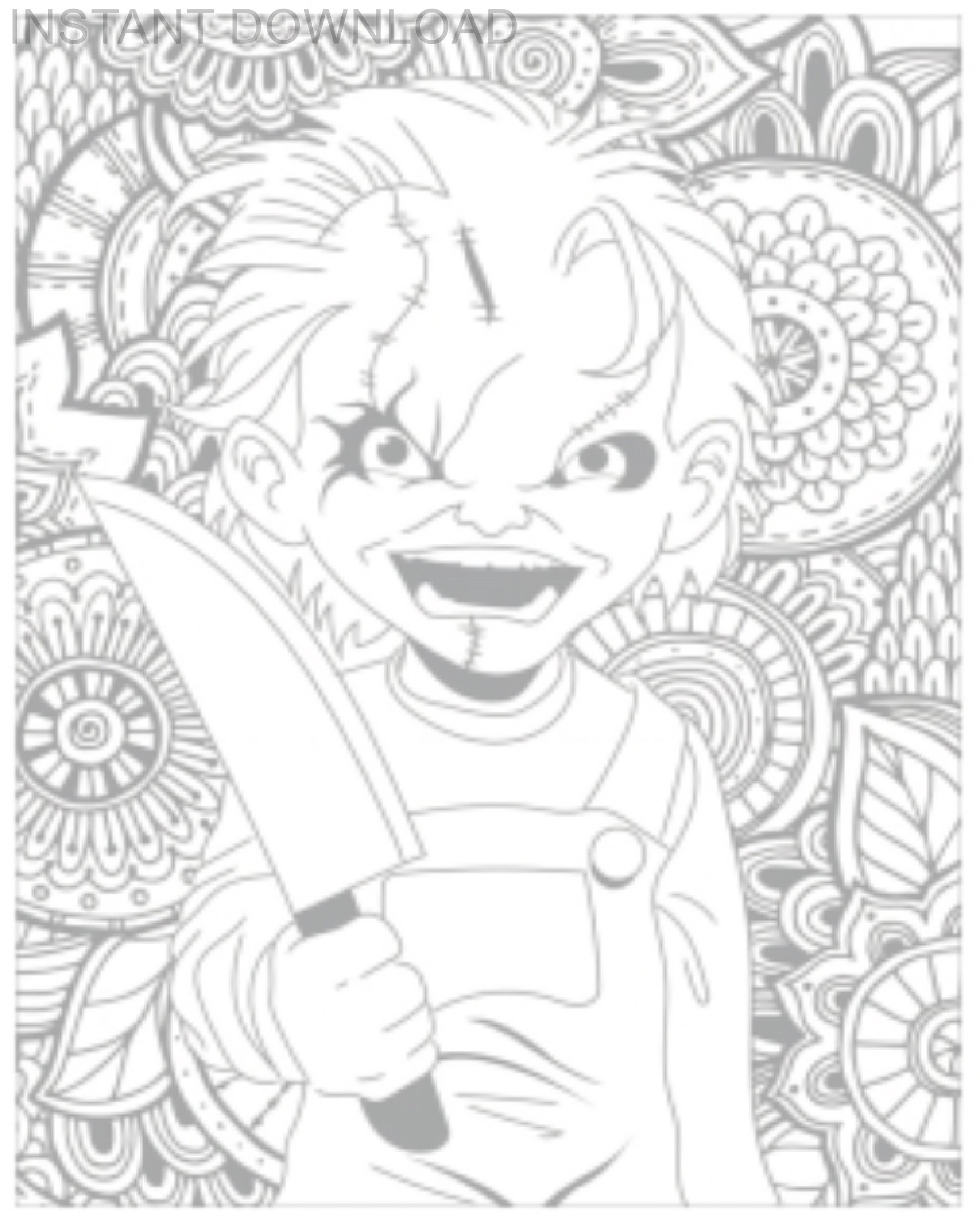 Chucky Child's Play Ink by SWAVE18 on deviantART  Skull coloring pages,  Unicorn coloring pages, Halloween coloring