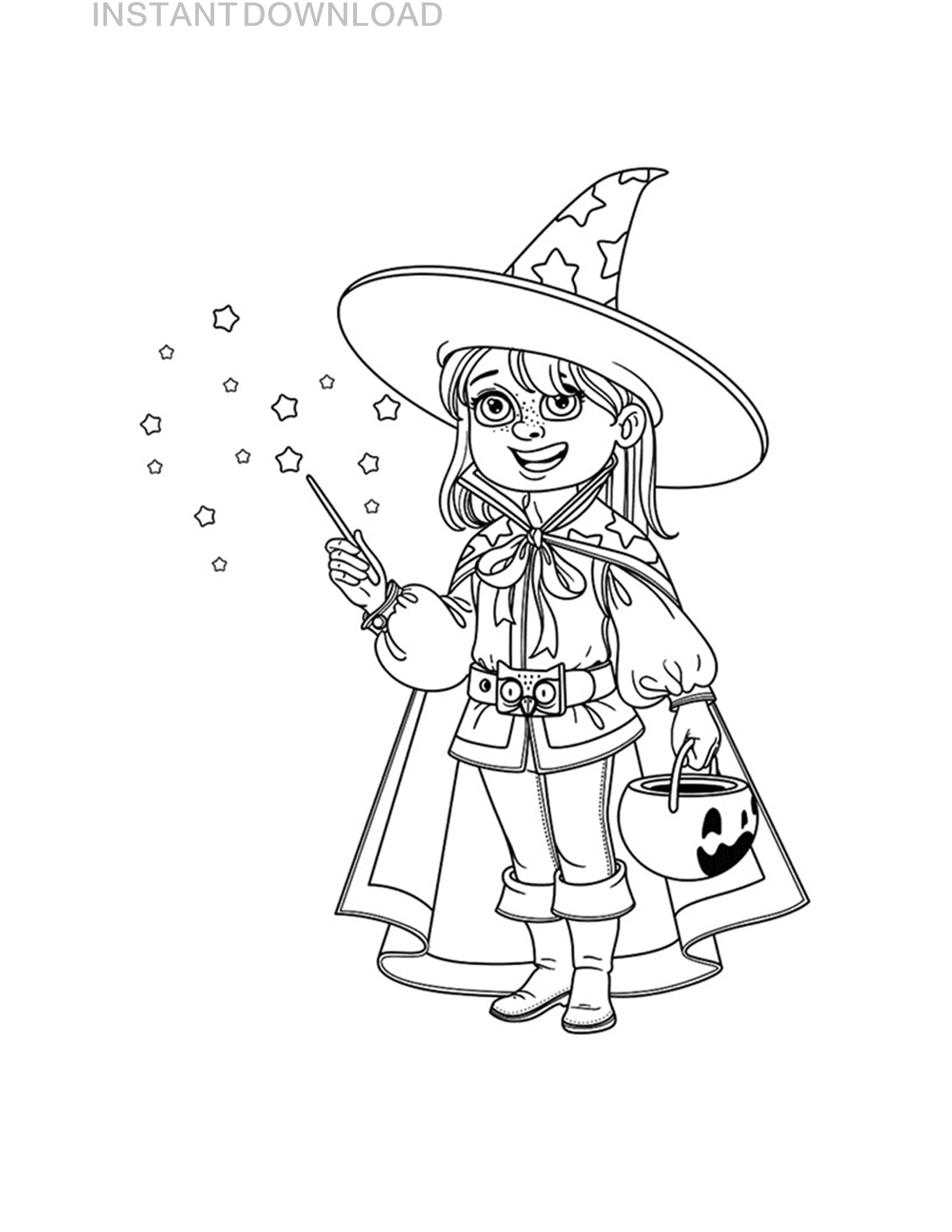 Printable Halloween Princess Coloring Page Plus Bonus Instant - Etsy