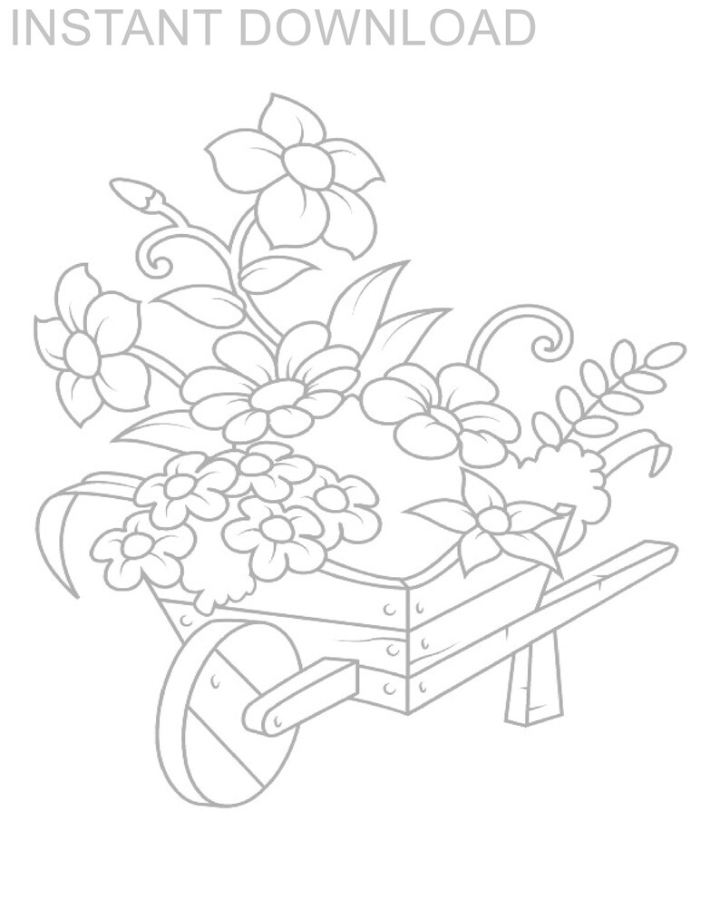 printable flower coloring pageinstant downloaddigital etsy