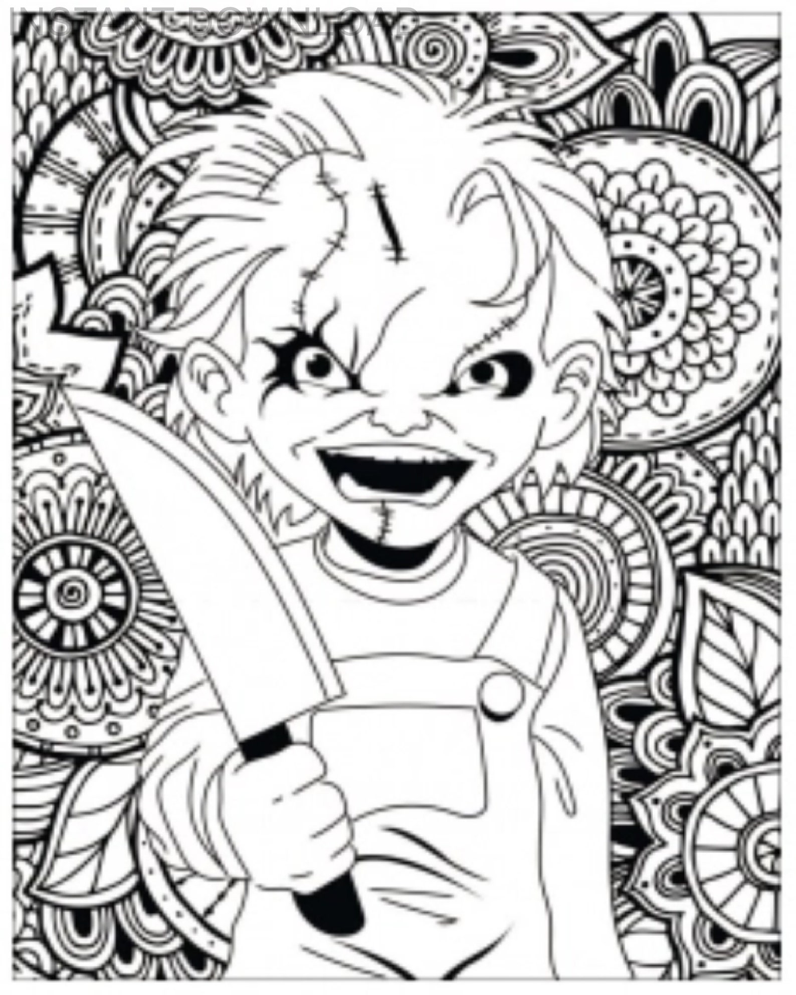 Printable Halloween Coloring Page instant Download digital File freaky Printable Halloween Coloring Page instant Download digital File freaky