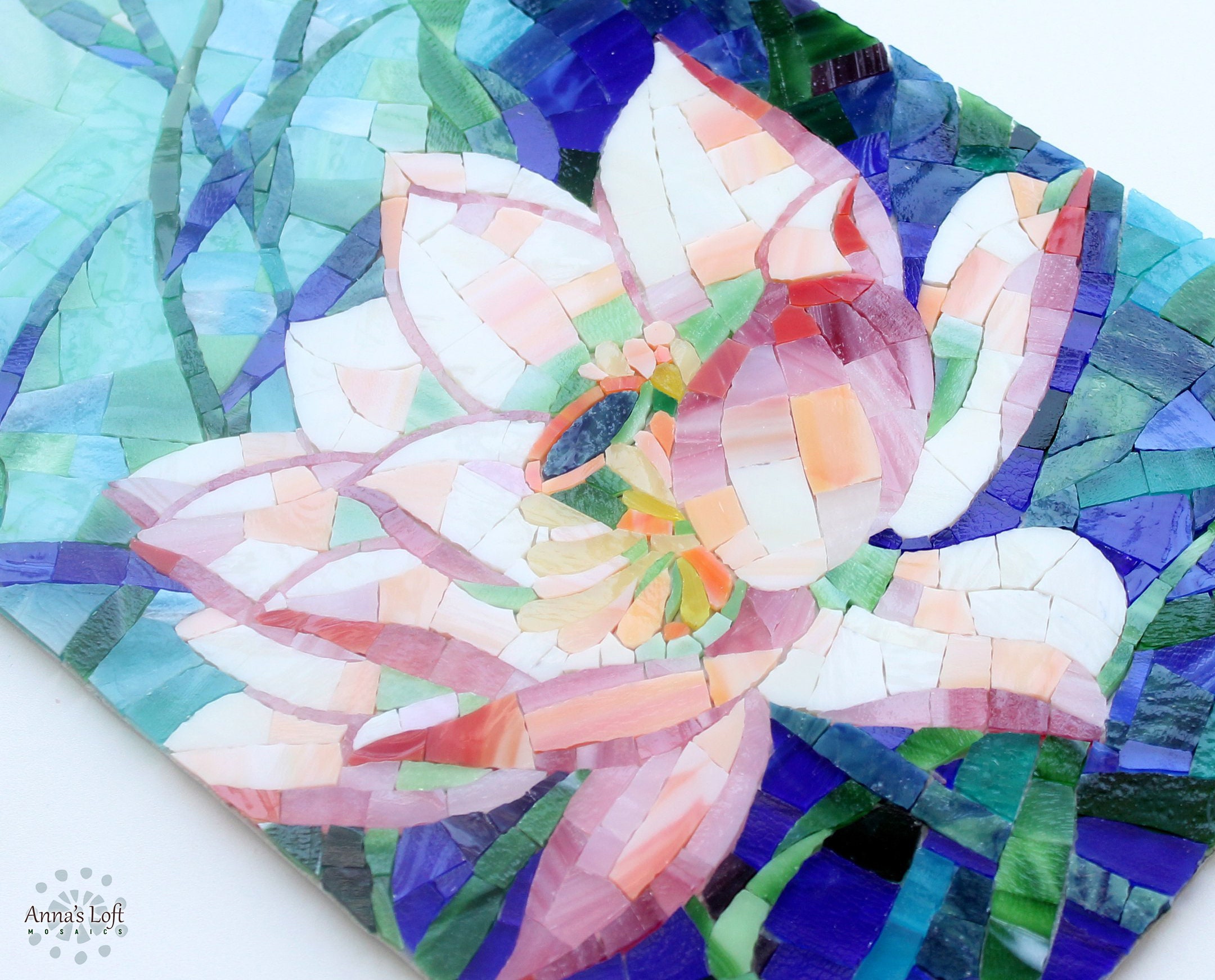 Lotus Flower Decor Stained Glass Lotus Mosaic Etsy UK