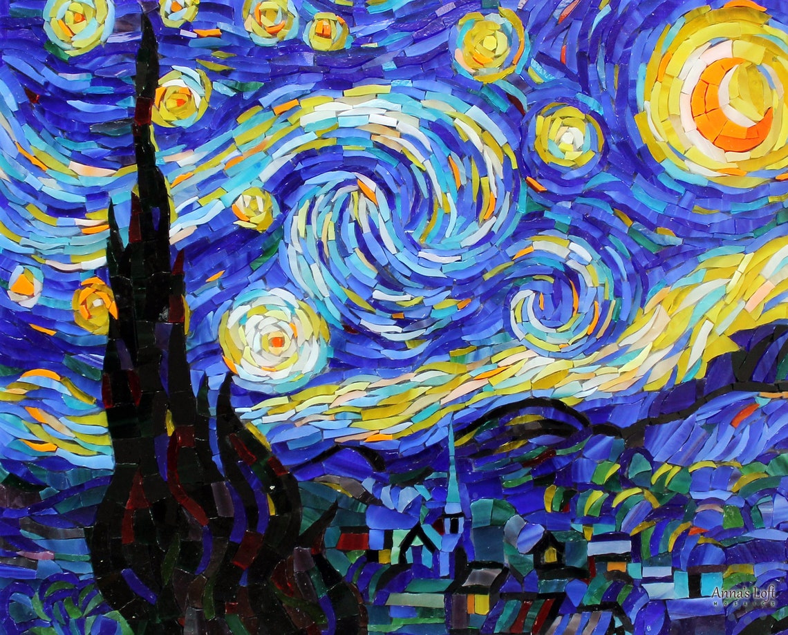 Custom stained glass art reproduction Famous painting mosaic Etsy