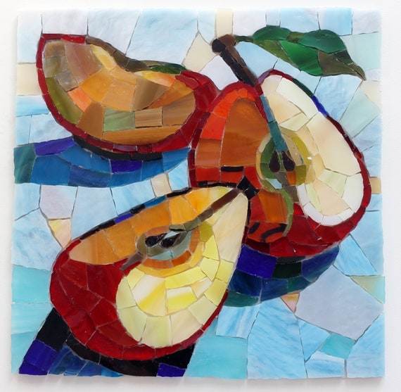 Stained glass mosaic Apples Apple wall art Etsy