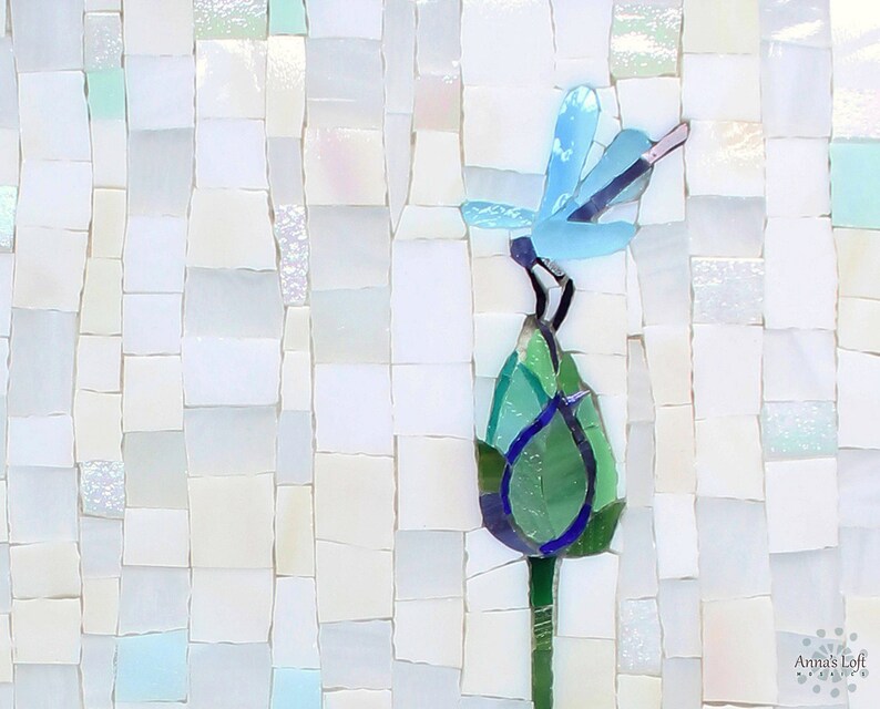 Blue Lotus Flower Stained Glass Mosaic Wall Art Nature Etsy