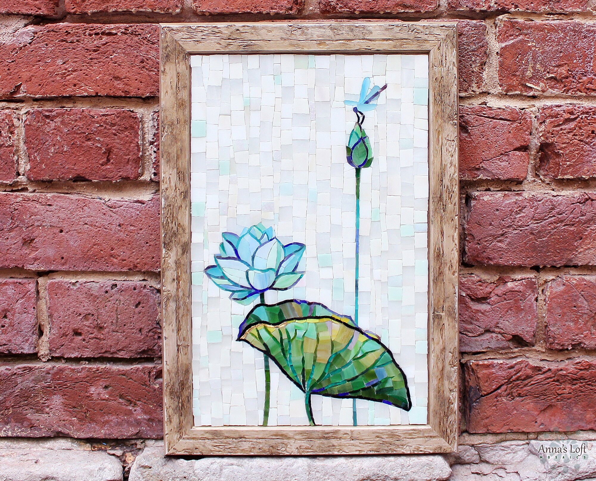 Blue lotus flower Stained glass mosaic wall art Nature Etsy