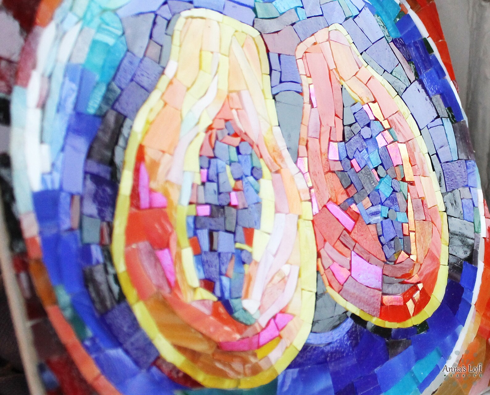 Papaya Stained Glass Mosaic Still Life Square Kitchen Wall Etsy