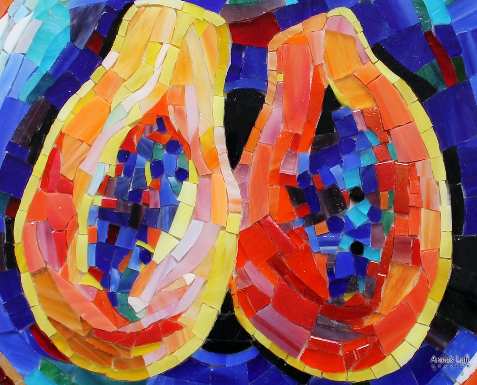 Papaya Stained Glass Mosaic Still Life Square Kitchen Wall Etsy