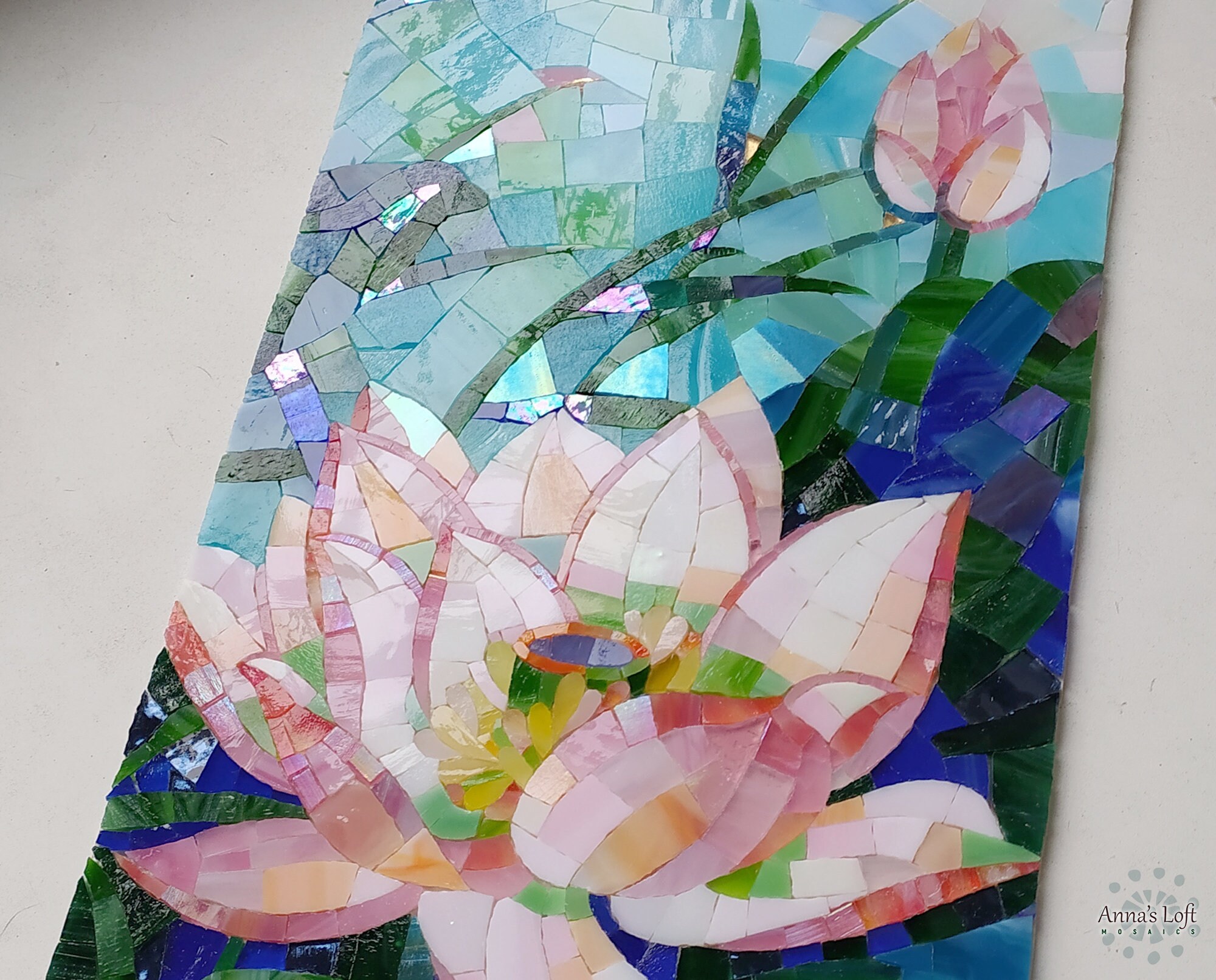 Lotus Flower Decor Stained Glass Lotus Mosaic Etsy UK