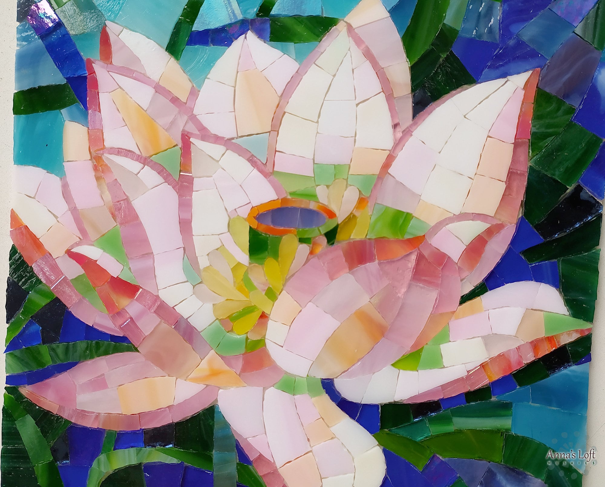 Lotus Flower Decor Stained Glass Lotus Mosaic | Etsy UK