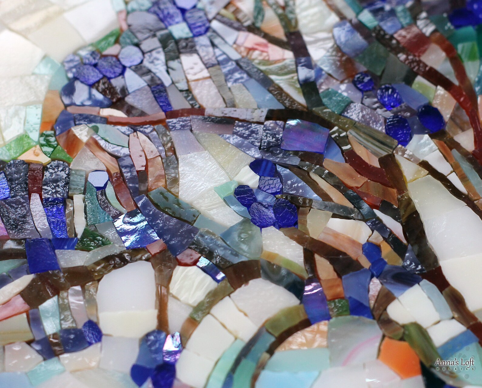 Blue flowers wall art Stained glass botanical mosaic Blue Etsy